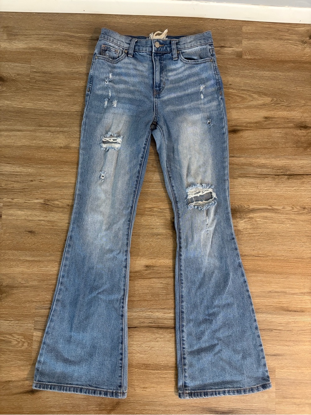 Altar'd State Light Blue Distressed Flare Jeans